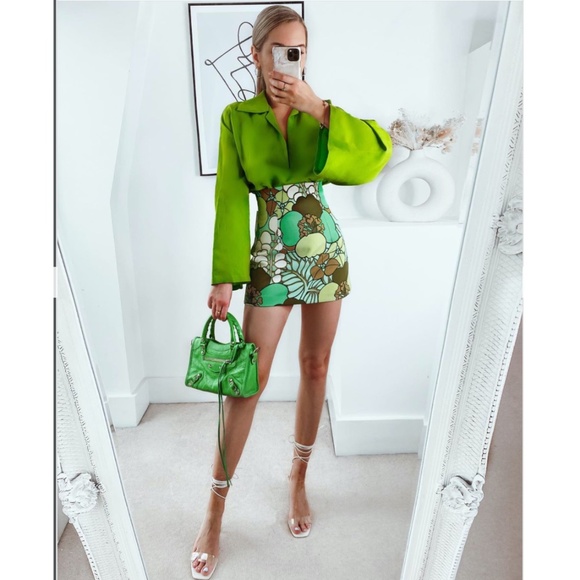 💚 Zara Green Oversized Linen Blend Shirt 💚 - Picture 5 of 14